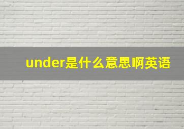 under是什么意思啊英语