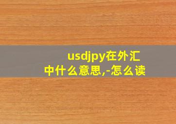 usdjpy在外汇中什么意思,-怎么读