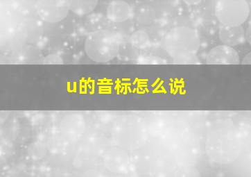 u的音标怎么说