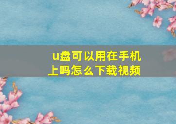 u盘可以用在手机上吗怎么下载视频