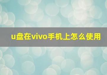 u盘在vivo手机上怎么使用