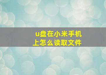 u盘在小米手机上怎么读取文件