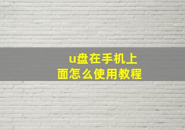 u盘在手机上面怎么使用教程