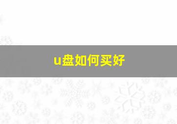 u盘如何买好