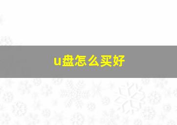 u盘怎么买好