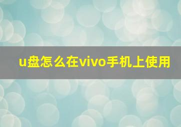 u盘怎么在vivo手机上使用