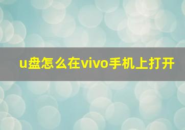 u盘怎么在vivo手机上打开