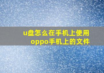 u盘怎么在手机上使用oppo手机上的文件