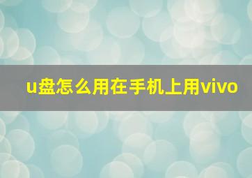 u盘怎么用在手机上用vivo