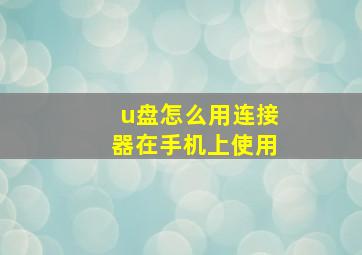 u盘怎么用连接器在手机上使用