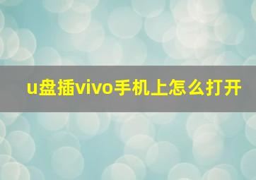 u盘插vivo手机上怎么打开