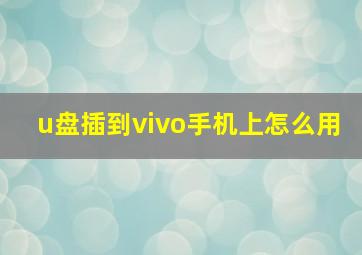 u盘插到vivo手机上怎么用