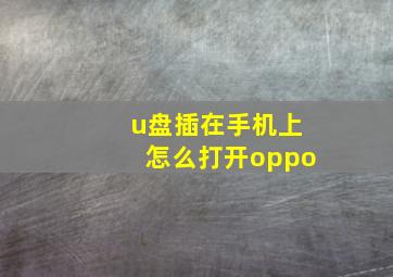 u盘插在手机上怎么打开oppo