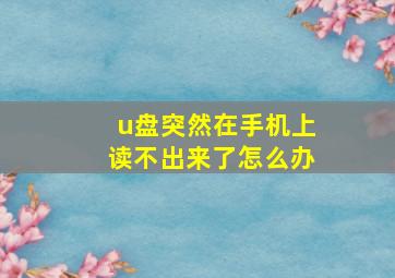 u盘突然在手机上读不出来了怎么办