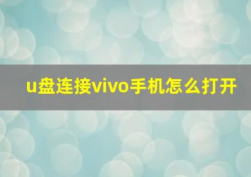 u盘连接vivo手机怎么打开