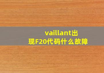 vaillant出现F20代码什么故障