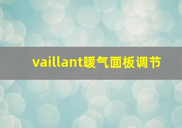 vaillant暖气面板调节