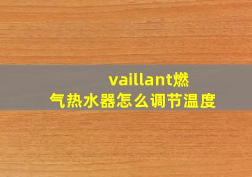 vaillant燃气热水器怎么调节温度