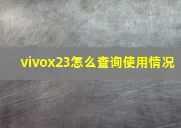 vivox23怎么查询使用情况