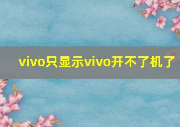 vivo只显示vivo开不了机了