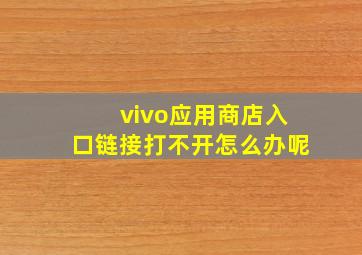 vivo应用商店入口链接打不开怎么办呢