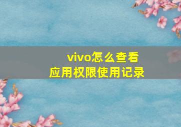 vivo怎么查看应用权限使用记录