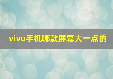 vivo手机哪款屏幕大一点的