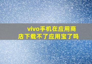 vivo手机在应用商店下载不了应用宝了吗