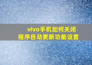 vivo手机如何关闭程序自动更新功能设置