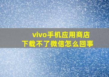 vivo手机应用商店下载不了微信怎么回事