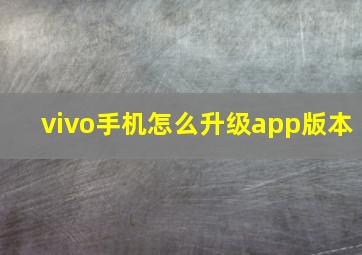 vivo手机怎么升级app版本