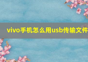 vivo手机怎么用usb传输文件