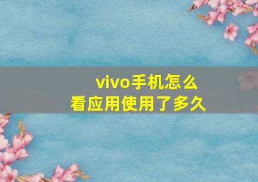 vivo手机怎么看应用使用了多久