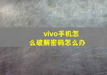 vivo手机怎么破解密码怎么办