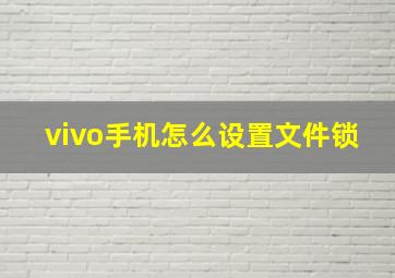 vivo手机怎么设置文件锁