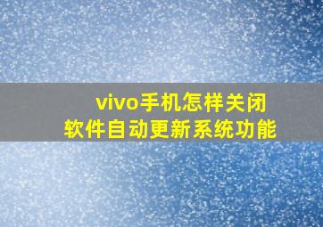 vivo手机怎样关闭软件自动更新系统功能