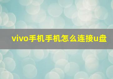 vivo手机手机怎么连接u盘