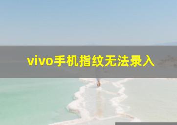 vivo手机指纹无法录入