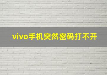 vivo手机突然密码打不开