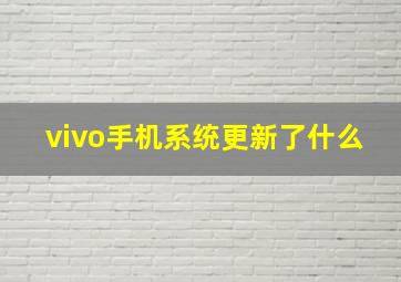 vivo手机系统更新了什么