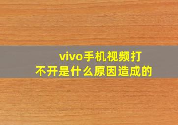 vivo手机视频打不开是什么原因造成的