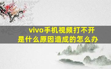 vivo手机视频打不开是什么原因造成的怎么办