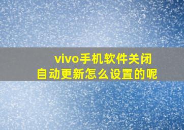 vivo手机软件关闭自动更新怎么设置的呢