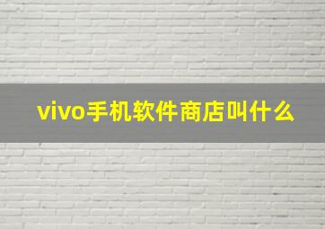 vivo手机软件商店叫什么