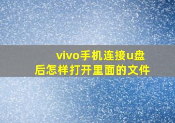 vivo手机连接u盘后怎样打开里面的文件