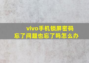 vivo手机锁屏密码忘了问题也忘了吗怎么办