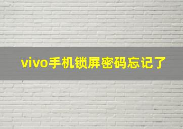 vivo手机锁屏密码忘记了