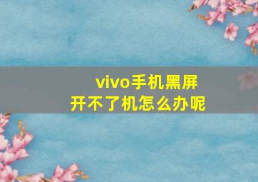 vivo手机黑屏开不了机怎么办呢