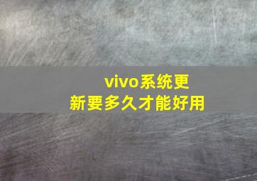 vivo系统更新要多久才能好用