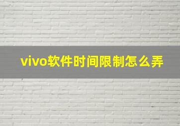 vivo软件时间限制怎么弄